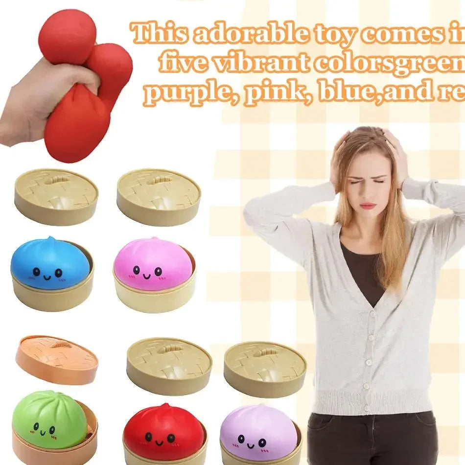 Dumpling Pressure Dumpling Squishies Cute Colorful Bun Toy Slow Rising Stress Relief Fidget Toy for Kids Adults Anti-Anxiety Gife