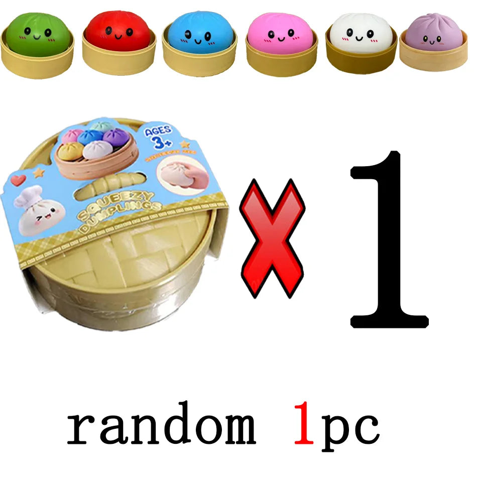 Dumpling Pressure Dumpling Squishies Cute Colorful Bun Toy Slow Rising Stress Relief Fidget Toy for Kids Adults Anti-Anxiety Gife