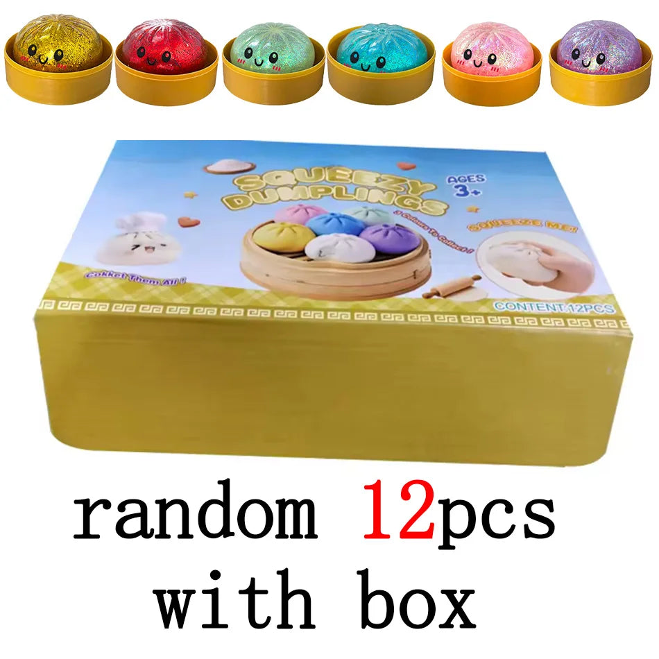 Dumpling Pressure Dumpling Squishies Cute Colorful Bun Toy Slow Rising Stress Relief Fidget Toy for Kids Adults Anti-Anxiety Gife