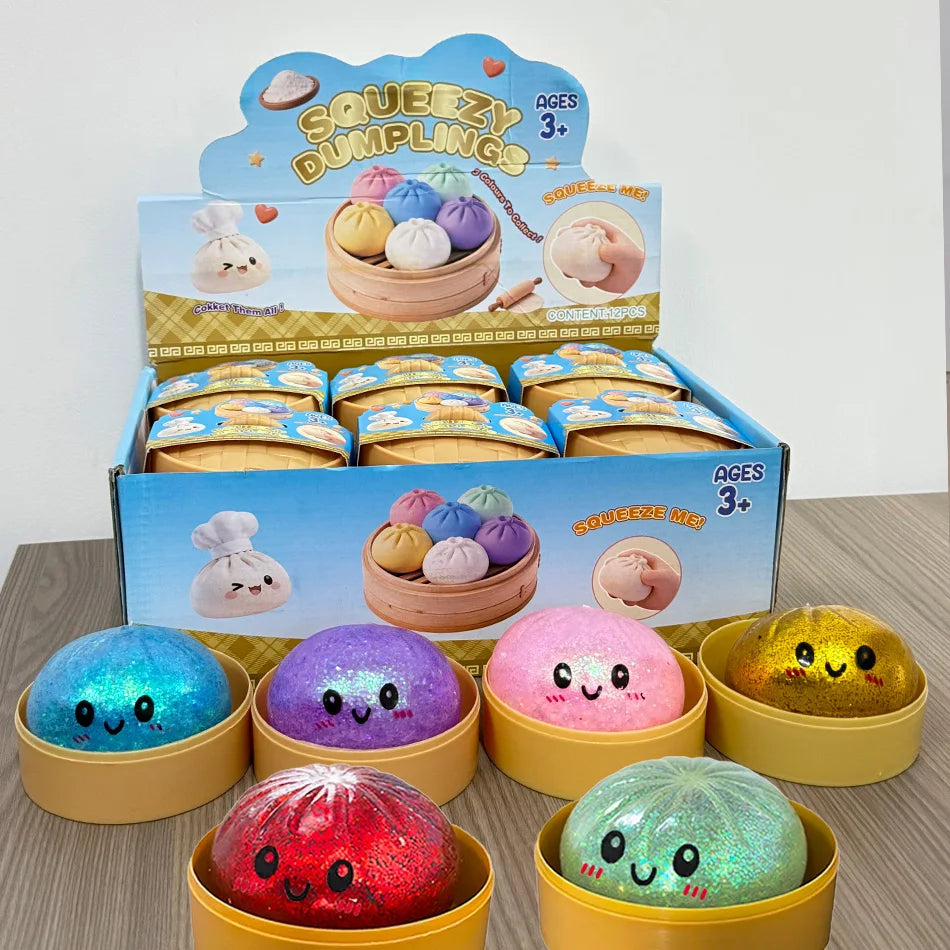 Dumpling Pressure Dumpling Squishies Cute Colorful Bun Toy Slow Rising Stress Relief Fidget Toy for Kids Adults Anti-Anxiety Gife