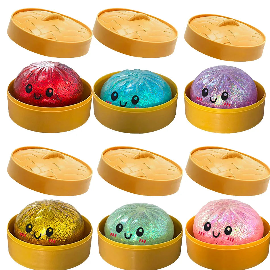 Dumpling Pressure Dumpling Squishies Cute Colorful Bun Toy Slow Rising Stress Relief Fidget Toy for Kids Adults Anti-Anxiety Gife