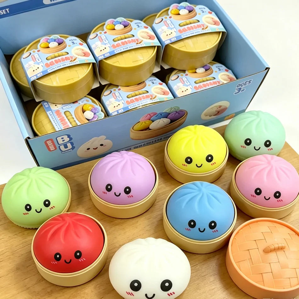Dumpling Pressure Dumpling Squishies Cute Colorful Bun Toy Slow Rising Stress Relief Fidget Toy for Kids Adults Anti-Anxiety Gife
